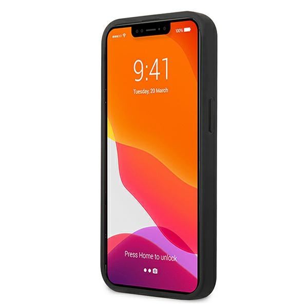 Hülle KARL LAGERFELD Apple iPhone 13 Mini Saffiano Iconic Karl`s Patch Schwarz Hardcase